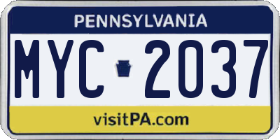 PA license plate MYC2037
