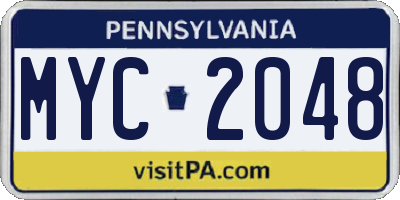 PA license plate MYC2048