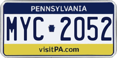 PA license plate MYC2052
