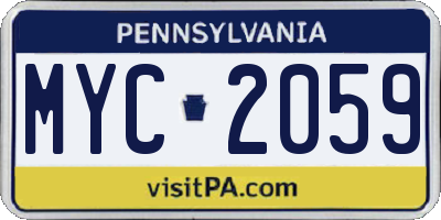 PA license plate MYC2059