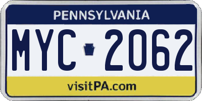 PA license plate MYC2062