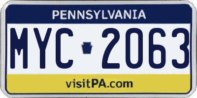 PA license plate MYC2063