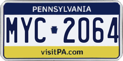 PA license plate MYC2064