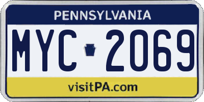 PA license plate MYC2069