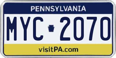 PA license plate MYC2070