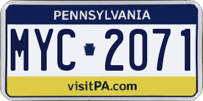 PA license plate MYC2071