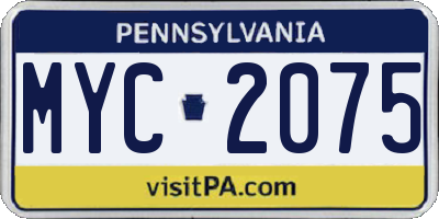 PA license plate MYC2075