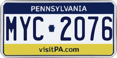 PA license plate MYC2076