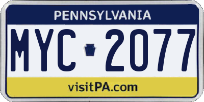 PA license plate MYC2077