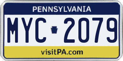 PA license plate MYC2079