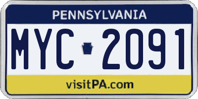 PA license plate MYC2091