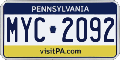 PA license plate MYC2092
