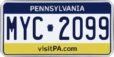 PA license plate MYC2099