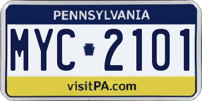 PA license plate MYC2101