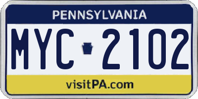 PA license plate MYC2102