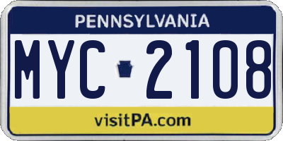 PA license plate MYC2108