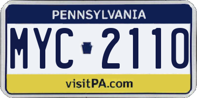 PA license plate MYC2110