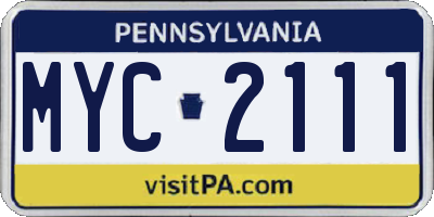 PA license plate MYC2111
