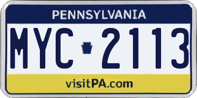 PA license plate MYC2113