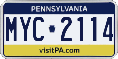 PA license plate MYC2114