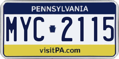 PA license plate MYC2115