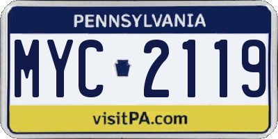 PA license plate MYC2119