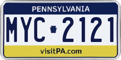 PA license plate MYC2121