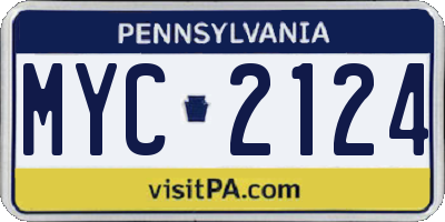 PA license plate MYC2124