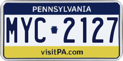 PA license plate MYC2127