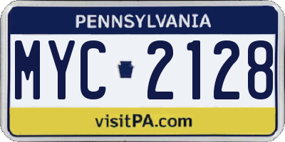 PA license plate MYC2128