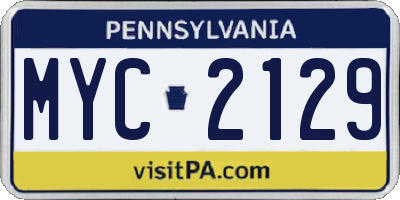 PA license plate MYC2129