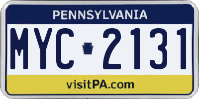 PA license plate MYC2131