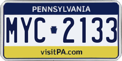 PA license plate MYC2133