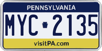 PA license plate MYC2135