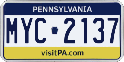 PA license plate MYC2137