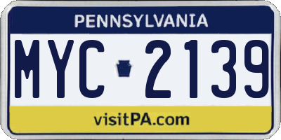 PA license plate MYC2139