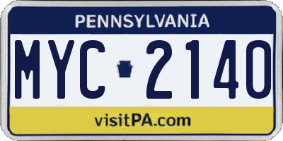 PA license plate MYC2140