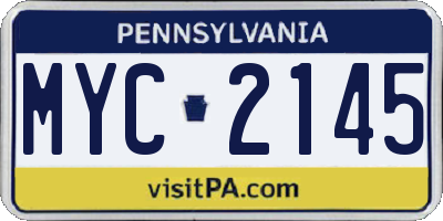 PA license plate MYC2145