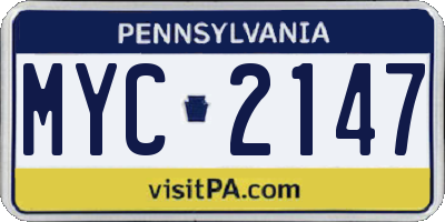 PA license plate MYC2147
