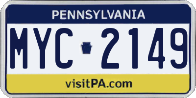 PA license plate MYC2149