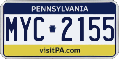 PA license plate MYC2155