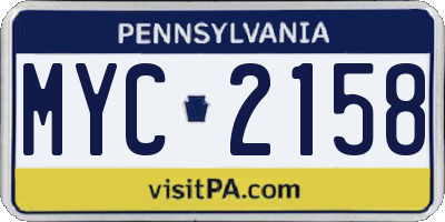 PA license plate MYC2158