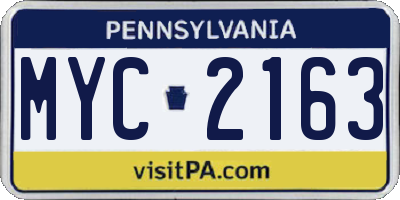 PA license plate MYC2163