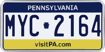 PA license plate MYC2164