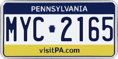 PA license plate MYC2165