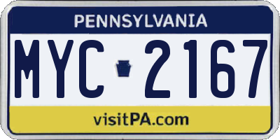 PA license plate MYC2167