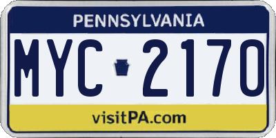 PA license plate MYC2170