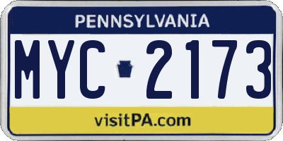 PA license plate MYC2173