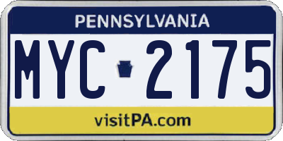 PA license plate MYC2175
