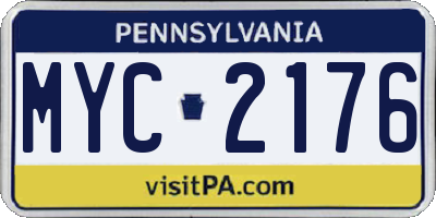 PA license plate MYC2176